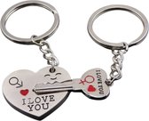 Sleutelhanger Liefde - Set van 2 Sleutelhangers - Hartje + Sleutel - Romantisch Cadeau - Koppel Cadeau - Voor Sleutelbos - Keychain - I Love You - Couple Goals