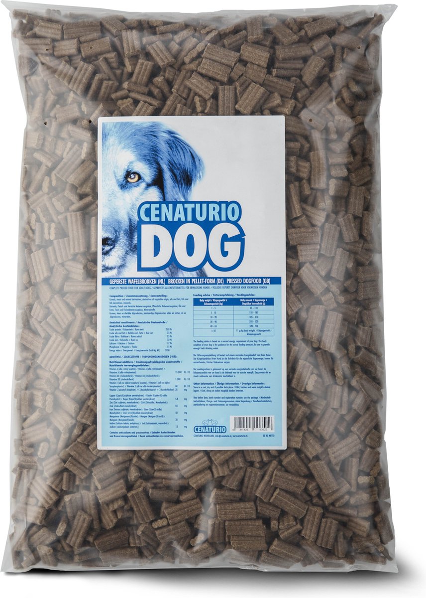 Cenaturio Cenaturio Geperste Wafelbrokken - honden droogvoer - 10 KG - gebitsreinigende functie!! - alle normaal actieve honden en honden die licht getraind worden - De voeding wat een dier nodig heeft om fit en gezond te blijven!