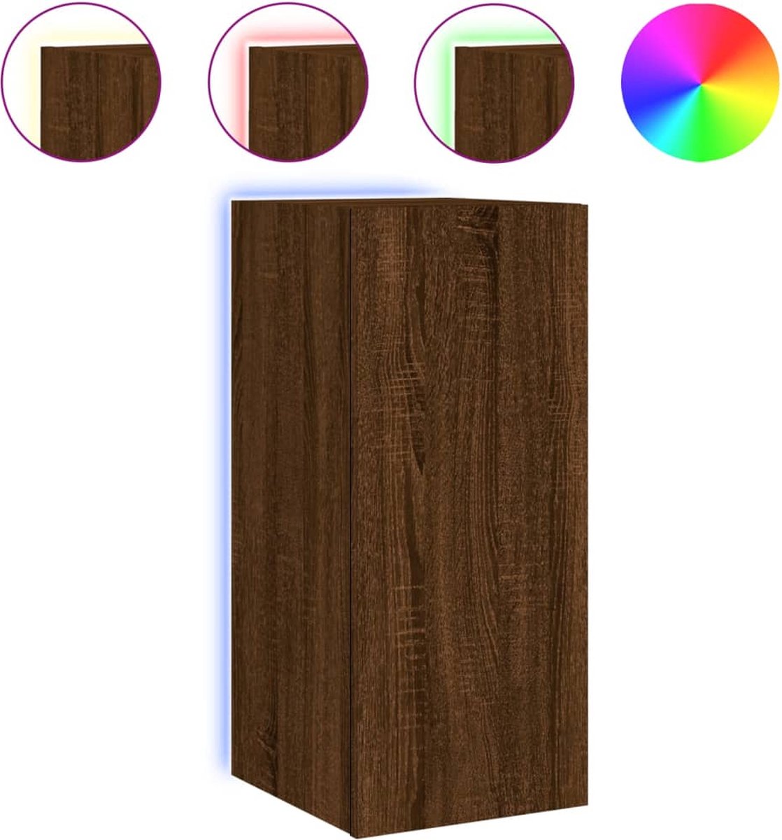 vidaXL - Tv-wandmeubel - met - LED-verlichting - 30,5x35x70 - cm - bruineikenkleur