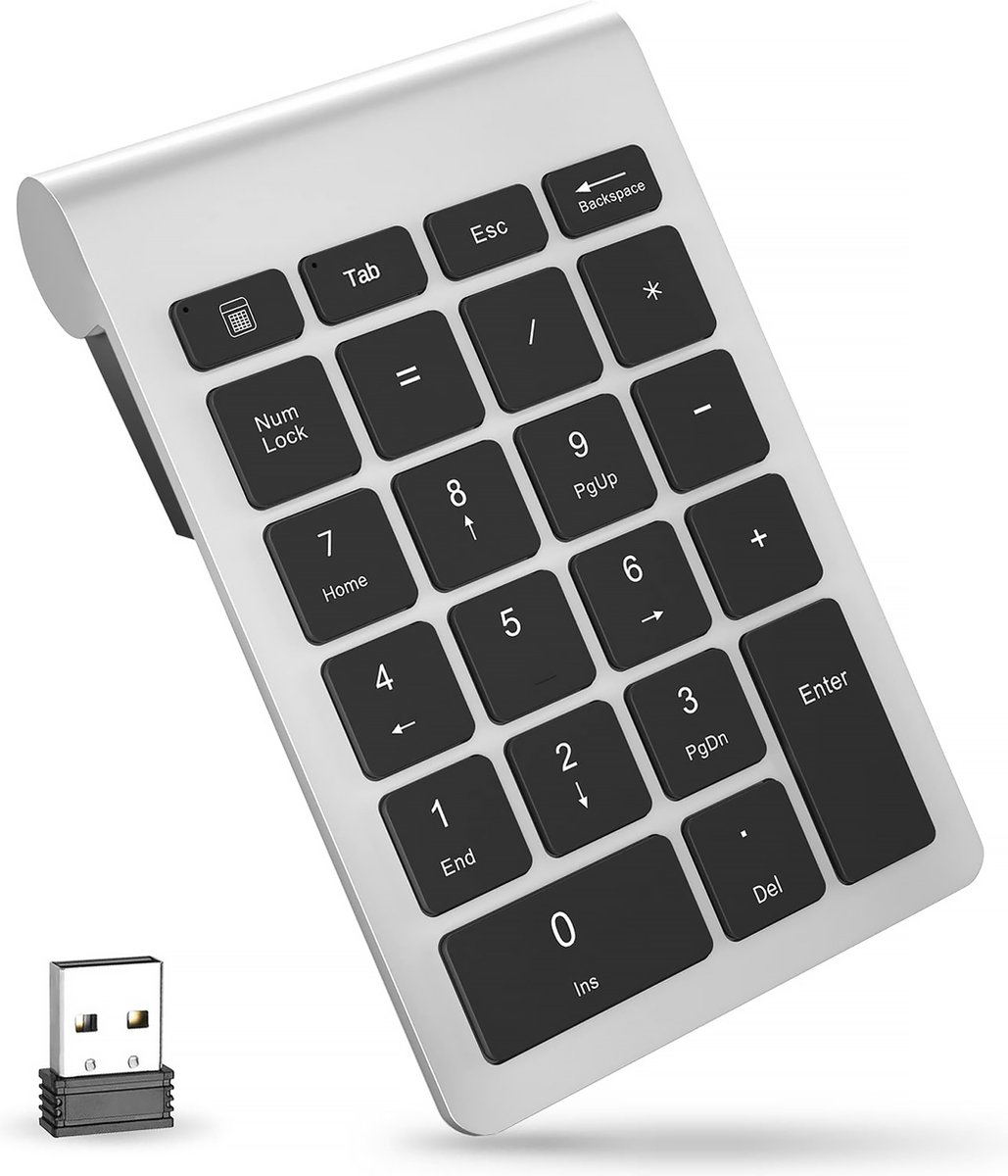 YONO Numpad Draadloos - Numeriek Toetsenbord - Keypad 2.4 ghz - Zilver
