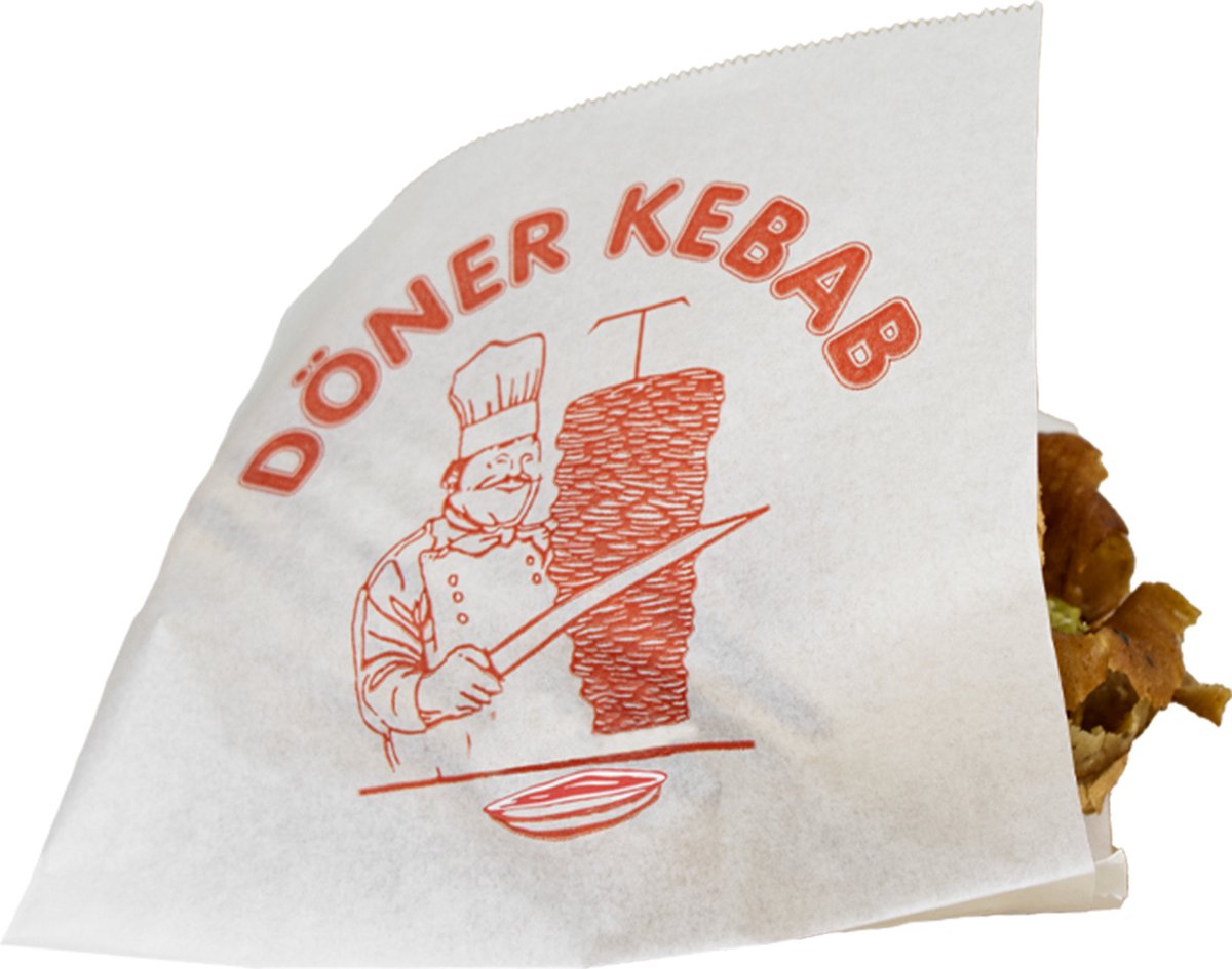 Goedkoopste Döner Kebab zakjes wit - vetwerend - 16x16cm - 1.000 st/ds.