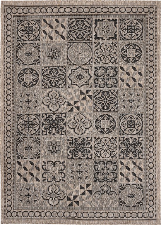 Tapiso Melissa Tapis Marron Intérieur Plein air Mosaïque Tapis à Poils Ras Taille - 200x290