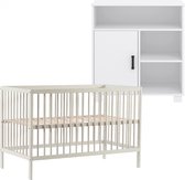 Cabino Babykamer Wit 2 Delig Baby Bed Mees + Commode Mila