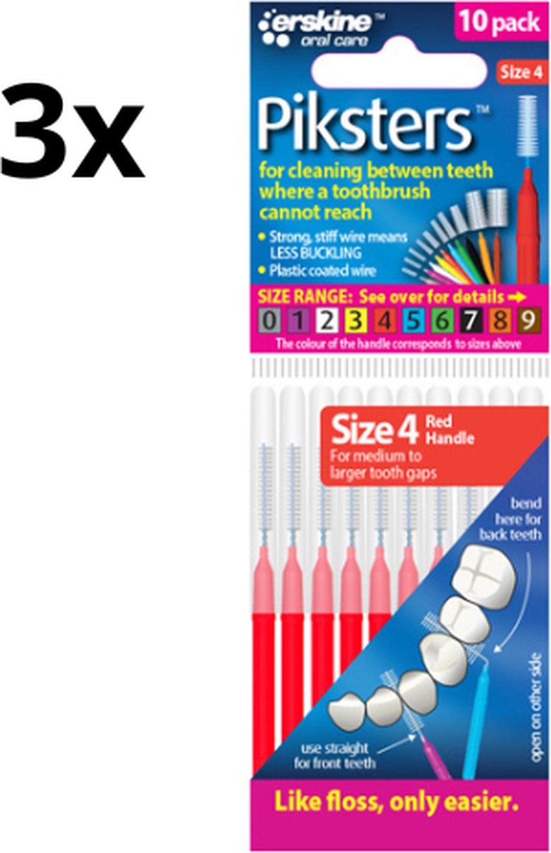 Goedkoopste Piksters 4 Rood 0.65mm - 3 x 10 stuks - Voordeelverpakking