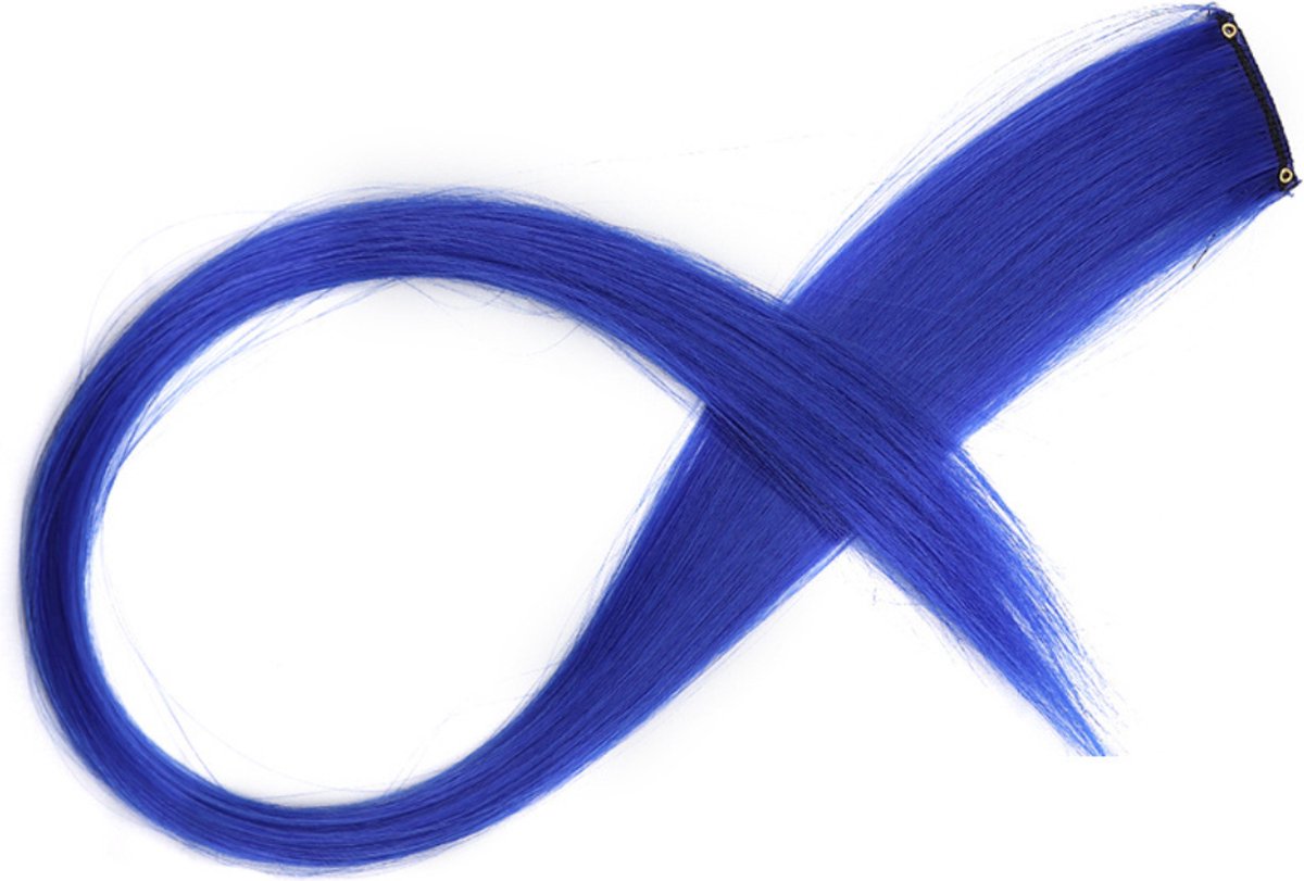 2 x Clip in Hairextension blauw - nephaar - Hair extension | haar extensie- carnaval haar - gekleurde extensions - extensions met clip