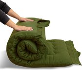 Matelas futon pliable portable, tissu hypoallergénique et mousse à mémoire de forme, housse de matelas avec poignée et fermeture éclair, pour chariot d'invités intérieur et extérieur, vert, 90 x 190 cm