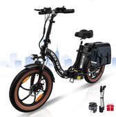 RCB Elektrische Fiets | Opvouwbare E-bike met fietstas | 20 Inch Fatbike | 12AH | 7 Versnellingen