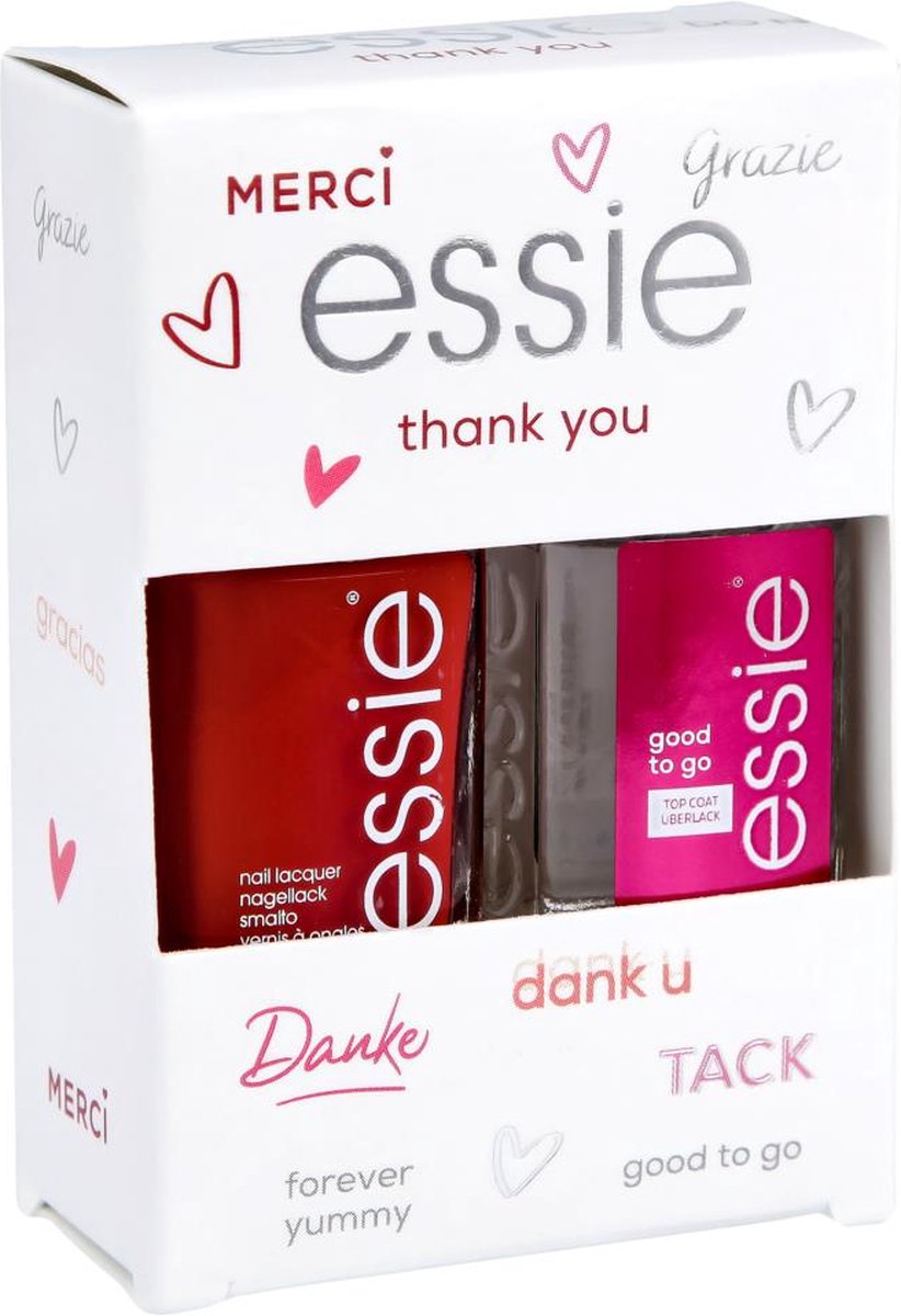 Essie Thank You Nagellak Geschenkset Rood Topcoat 2 x 13 5 ml