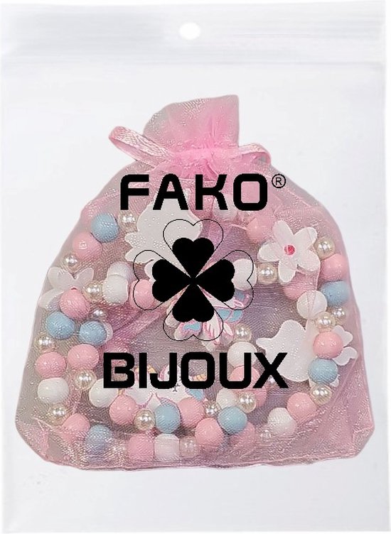 Fako Bijoux® - Kinderketting en Armband - Hout - Eenhoorn & Bloemetjes Pastel - Fako Bijoux®