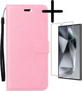 Étui adapté pour Samsung S24 Ultra Case Bookcase Cover Flip Case Book Cover avec protecteur d'écran - Étui adapté pour Samsung S24 Ultra Case Book Case Case - Rose clair