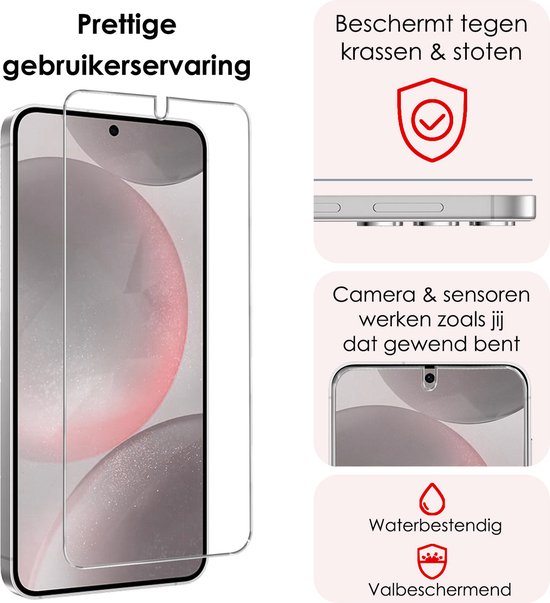 Coque adaptée pour Samsung S24, coque arrière en Siliconen avec 2 films de protection d'écran – Wit
