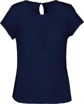 Kariban Damesblouse in crêpe met korte mouwen K5002 - Deep Sea Blue - 32 NL (34 FR)