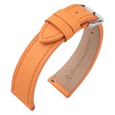 Saffiano Kalfslederen Horlogebandje Oranje - Makkelijk Zelf te Monteren - 20mm