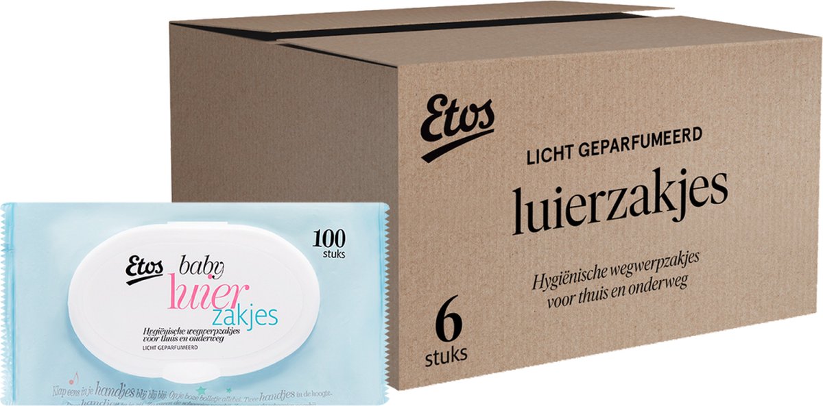 Goedkoopste Etos Luierzakjes geparfumeerd - Baby - 600 stuks (6 x 100 stuks