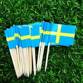 Cocktailprikker vlag Zweden 25 stuks, vlaggetjes prikkers, kaas prikker, hapjes prikkers, thema feest landen, thema feest Zweden