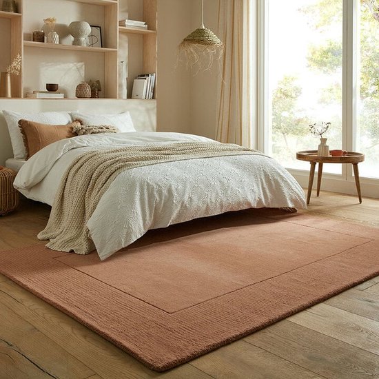 Flycarpets Tuscany Modern Wool - Uni - Tapis avec cadre - Oranje - 120x170 cm