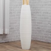 vloervaas voor decoratieve takken, hoge staande vaas, design houten vaas, hout, 70 cm, wit