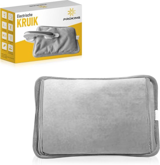 PROKING Elektrische Kruik - Met Handverwarmer - Warmtekussen - Warmwaterkruik - Draadloos - Buikverwarmer - Nekverwarmer - Rugverwarmer - Kruik voor in Bed - Grijs