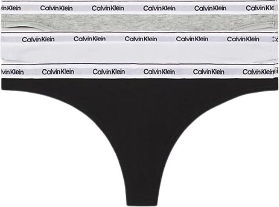 Calvin Klein Thong 3pk Strings pour femmes - Zwart/ gris / blanc - Taille XL