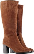 Dames Laarzen Brede Kuiten Nina Suede in Chestnut Kuitomtrek 48 cm, schoenmaat 39