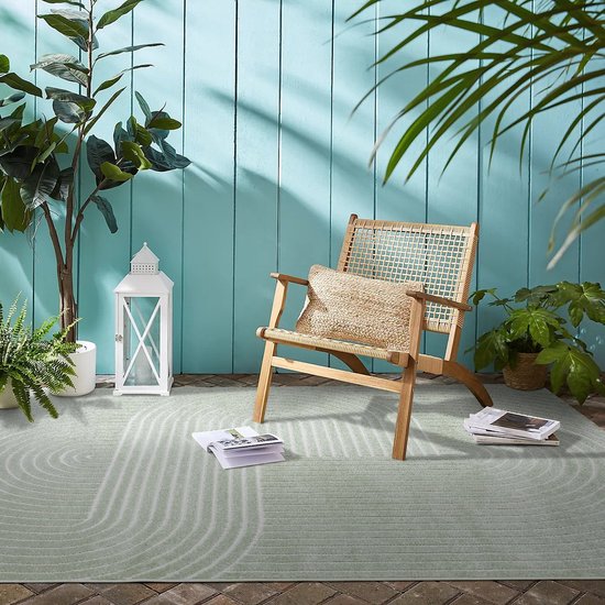 Flycarpets Algarve Plus Modern Indoor & Outdoor - Japandi Vloerkleed / Buitenkleed - Groen - 120x160 cm