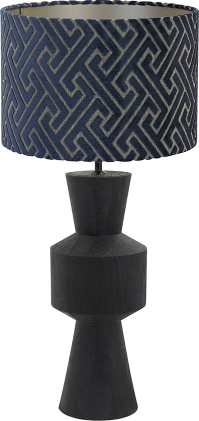 Light and Living tafellamp - blauw - hout - SS10637