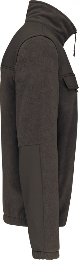 Voqeen Fleecejassen voor heren, volledige rits, warme winter outdoor jas met zakken, opstaande kraag, thermische jas voor wandelen, kamperen, vissen, Donkergrijs, XXL