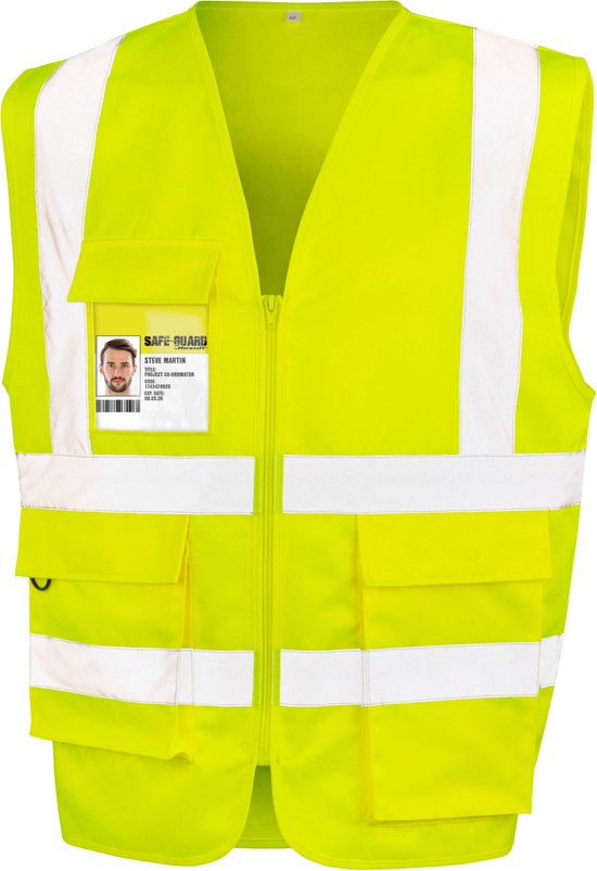 Gilet Unisex L Result V-hals Mouwloos Fluorescent Yellow 20% Katoen, 80% Polyester