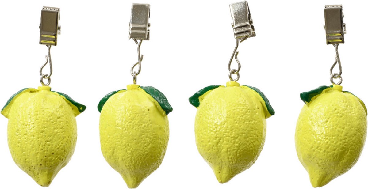 Decoris tafelkleedgewichtjes/hangers - 4x - citroen - ijzer - geel - Decoris