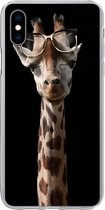 Geschikt voor iPhone Xs hoesje - Giraffe - Bril - Zwart - Siliconen Telefoonhoesje