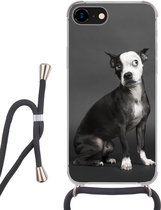 Hoesje met koord Geschikt voor iPhone 7 - Hond - Vlek - Portret - Siliconen - Crossbody - Backcover met Koord - Telefoonhoesje met koord - Hoesje met touw