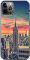 Geschikt voor iPhone 12 Pro hoesje - New York - Manhattan - Empire State Building - Siliconen Telefoonhoesje