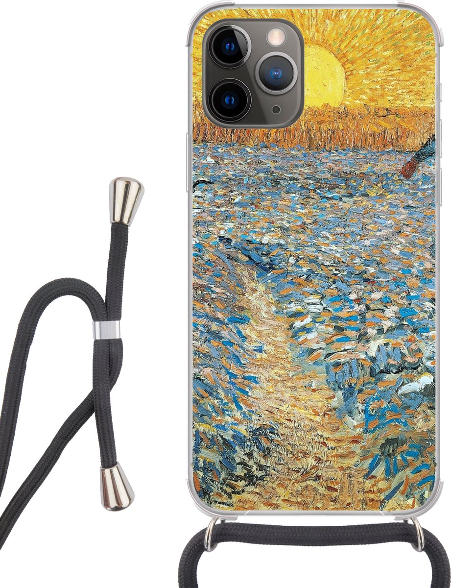 Telefoonhoesje Geschikt voor iPhone 12 pro crossbody - De zaaier - Vincent van Gogh - Siliconen - Crossbody - Backcover met Koord - Telefoonhoesje met koord - Hoesje met touw Telefoonhoesje