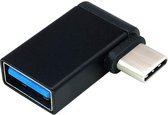 NÖRDIC OTG-C17 USB-C naar USB-A Haakse Adapter - USB 3.1 - 5Gbps - Mannelijk naar Vrouwelijk - Zwart