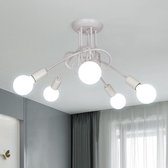 Goeco Plafondlamp - 66cm - Groot - E27 - 5 Lichts - Industriële - Witte - Vintage - Zonder Lampen