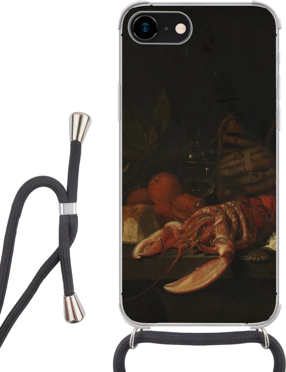 Telefoonhoesje Geschikt voor iPhone SE 2020 - Stilleven - Schilderij van Jan Davidsz. de Heem - Siliconen - Crossbody - Backcover met Koord - Telefoonhoesje met koord - Hoesje met touw Telefoonhoesje