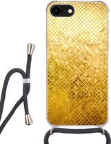 Hoesje met koord Geschikt voor iPhone 7 - Goud - Design - Abstract - Siliconen - Crossbody - Backcover met Koord - Telefoonhoesje met koord - Hoesje met touw