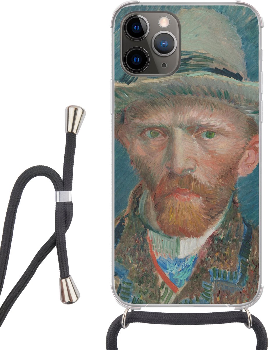 Telefoonhoesje Geschikt voor iPhone 13 Pro - Zelfportret 1887 - Schilderij van Vincent van Gogh - Siliconen - Crossbody - Backcover met Koord - Telefoonhoesje met koord - Hoesje met touw Telefoonhoesje