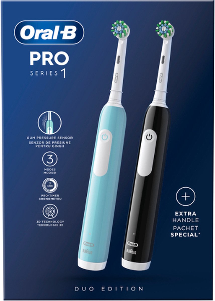 Afbeelding 2 van Oral-B PRO 1 - Elektrische Tandenborstel Blauw + Extra Body Zwart