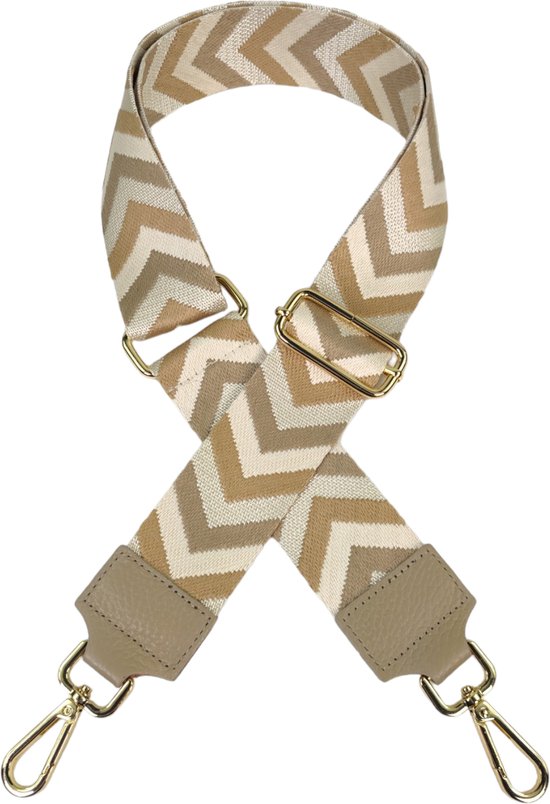 Qischa ® Bandoulière de sac - Bandoulière de sac - Bandoulière - Bandoulière - Riem de Tassen - Anse de sac - Riem réglable - noir, beige, bronze