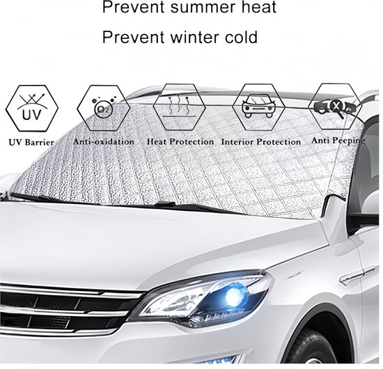 Foto: Winter autoruitafdekking voorruitafdekking voorruitafdekking winter zonwering auto autoruit vorst afdekking opvouwbare voorruit voorruitafdekking 144 93 cm