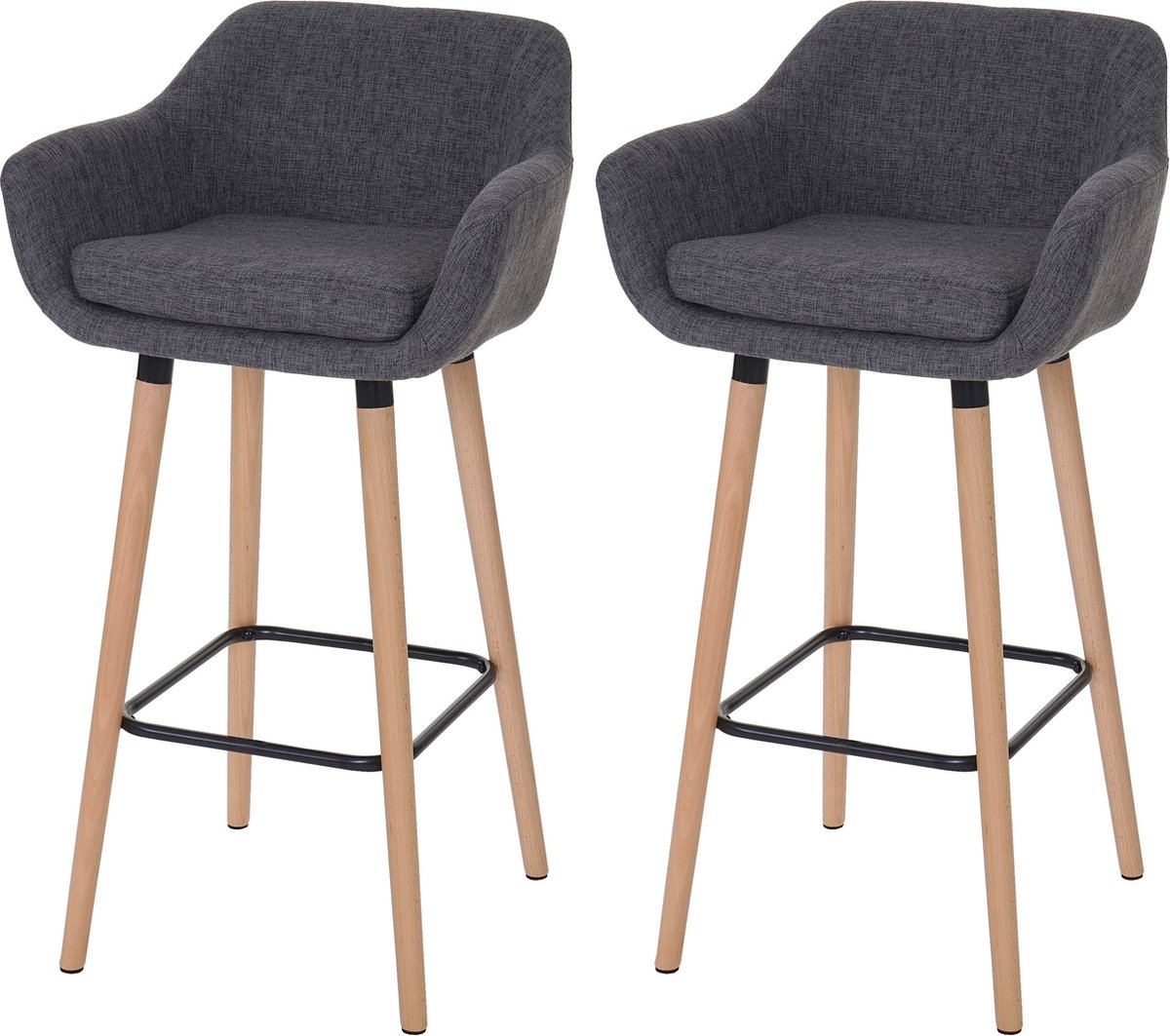 Cosmo Casa Set Van 2 Barkrukken - Barkruk Tellerstoel - Textiel, Grijs