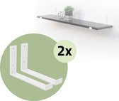 ML-Design 4 stuks plankbeugel 25x4x14cm wit, gemaakt van metaal, 10 inch plankbeugels, industriële plankbeugels, planksteun voor wandmontage, 90 graden wandbeugel, L-vormige wandplank, incl. schroeven
