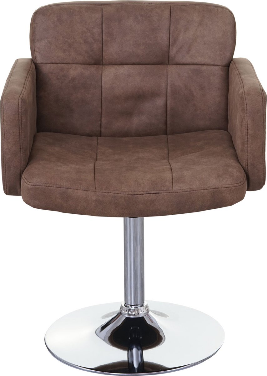 Cosmo Casa Eetkamerstoel - Draaistoel - Imitatiesuède - Chroom - Vintage Look - Bruin