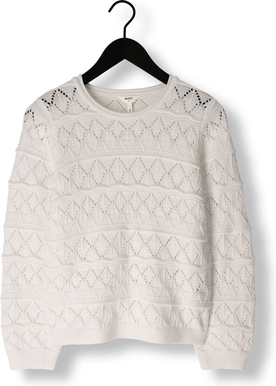 Object Objliva L/s O-neck Knit Pullover Truien & vesten Dames - Sweater - Hoodie - Vest- Wit - Maat XS