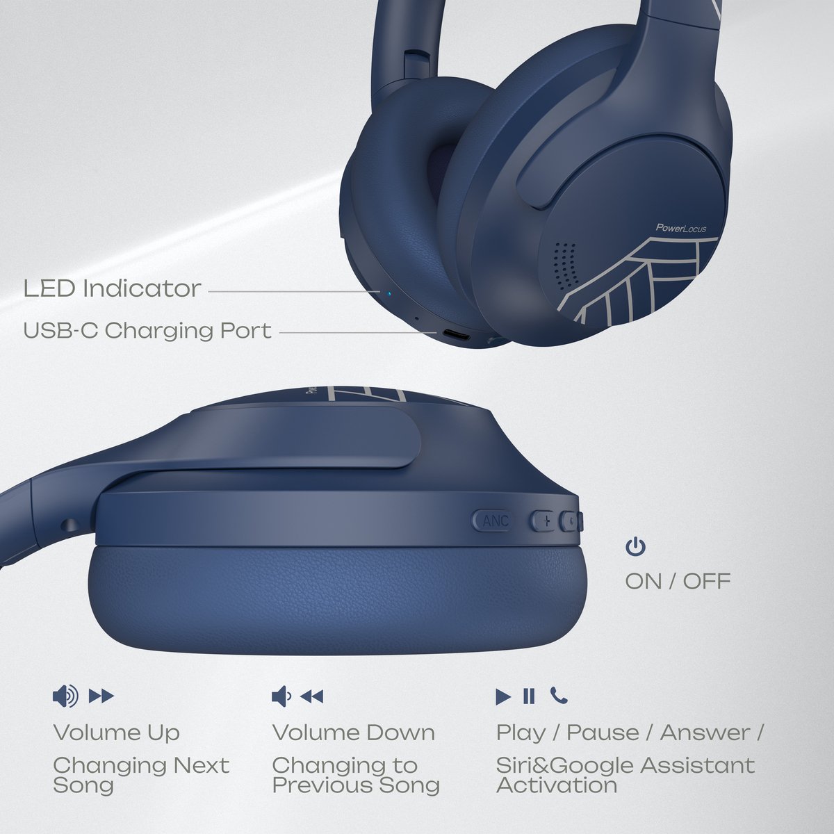PowerLocus P3 Bluetooth Koptelefoon met 50 uur Batterijduur - afbeelding 3