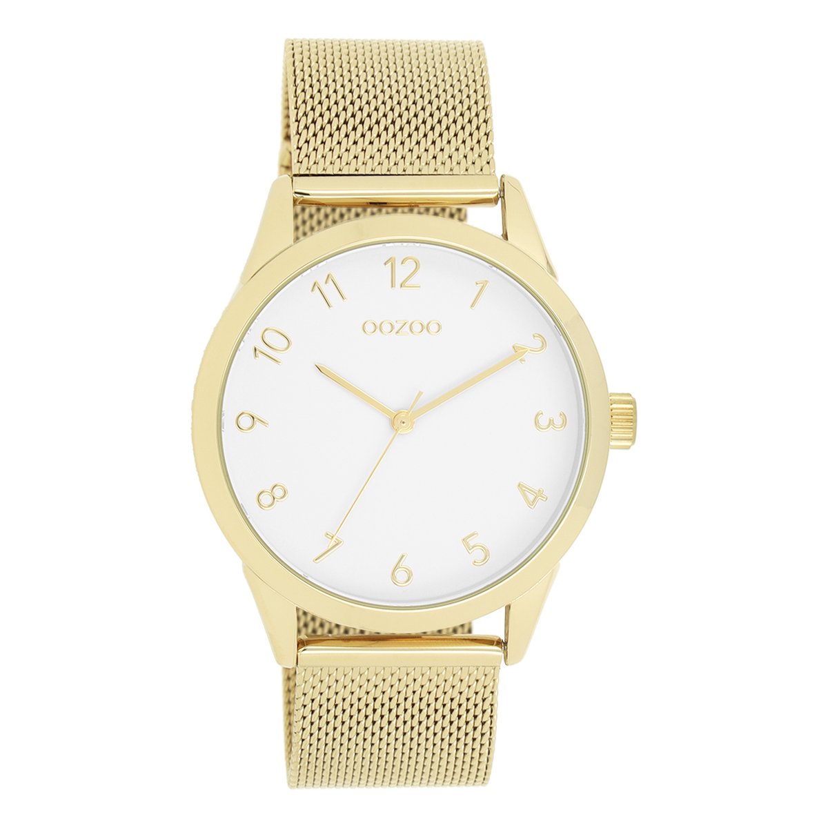 Goudkleurige OOZOO horloge met goudkleurige metalen mesh armband - C11322