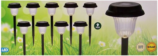 ProGarden Tuinlampen 9 st Solar LED zwart