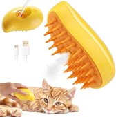 Stoomborstel kat - Katten stoomborstel - Dieren ontharing - 11,5x5,5 cm - 100 Gms - Geel