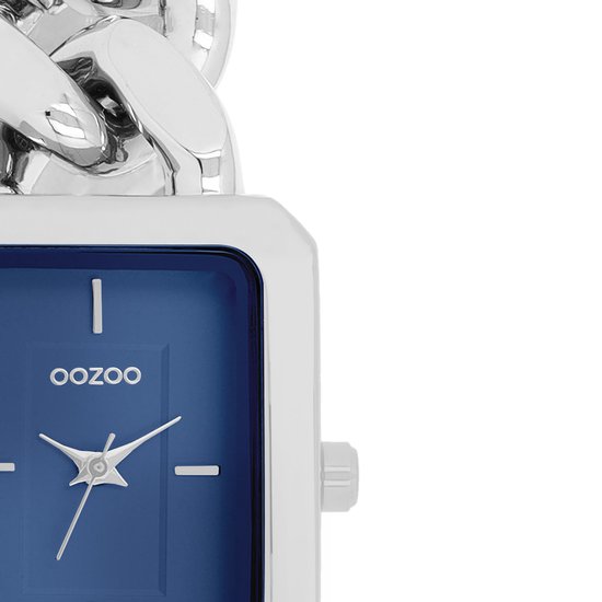 Zilverkleurige OOZOO horloge met zilverkleurige grove schakelarmband - C11352